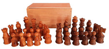 Set scacchi vintage in legno, tipo Staunton, King 3,42", con scatola