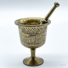 Vintage IN Ottone Mortaio Con Ø12cm / Pestello & Prägedekor Ottone - 5,5x7cm