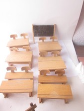 43464 6x banco scuola lavagna da parete scuola legno segni di usura RDT aula