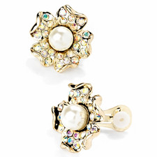 Orecchini Clip On Fiore Perla
