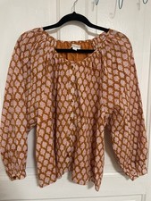 Camicetta donna Emerson Fry taglia small 100% cotone biologico stampa blocco indiano