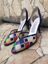 Scarpe Donna Dècolletè N°37, Tessuto e Vera Pelle, Tacco 9 cm, Made In Italy