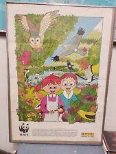 manifesto POSTER DIDATTICO WWF Con 49 Specie Animali Vintage Con Teca Cm 50x65