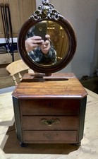 Specchio lavabo con cassetti A XIX secolo gentiluomini in mogano