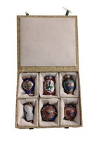 Antiche sei mini Anfore in Porcellana Cinese dipinta con Scatola Originale