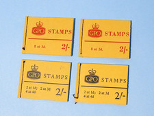 4 libri francobolli pre-decimali 1965 e 1967 QE cuciti GPO 2/- MNH #PSB11