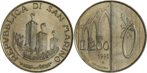 San marino 200 - marino:, lire
