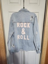 Giacca donna trio urban rock & roll denim effetto invecchiato taglia large