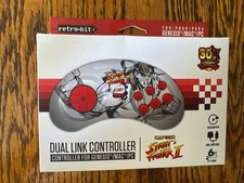 Retro-Bit Street Fighter Genesis & Controller USB Dual Link per Sega PC Mac NUOVO