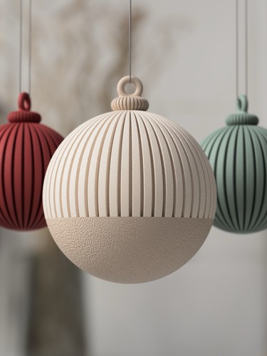 Pallina natale beige righe - natale, a