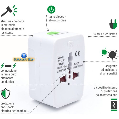 Presa adattatore muro - adattatore, a