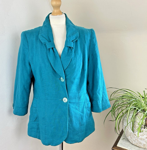 Giacca blazer lino blu