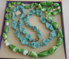 LOTTO 2 COLLANE BIGIOTTERIA VINTAGE ANNI 70 EFFETTO PIETRE