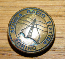 vintage BROCHE boutonnière ITALIA ecole SCUOLA RADIO ELETTRA TORINO PAGANI TSF