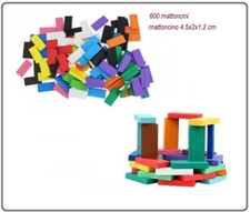 600 pz tessere mattoncini legno domino costruzione gioco bambini percorso tavolo