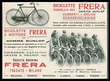 PUBBLICITA' 1911 FRERA BICICLETTA A MOTORE 2HP REGIO ESERCITO BERSAGLIERE DIVISA