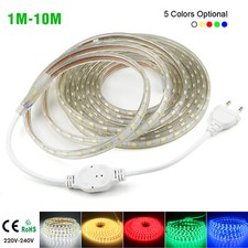 STRISCIA STRIP LED BOBINA SMD 1 A 10 M 5050 SPINA 220V BIANCA TUBO ESTERNO