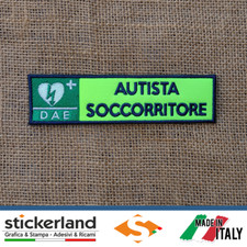 Toppa Toppe Patch AUTISTA SOCCORRITORE DAE su base giallo fluo con velcro M+F