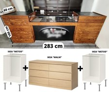 Bancone In Legno Con Vetrina Centrale In Vetro Illuminata LED