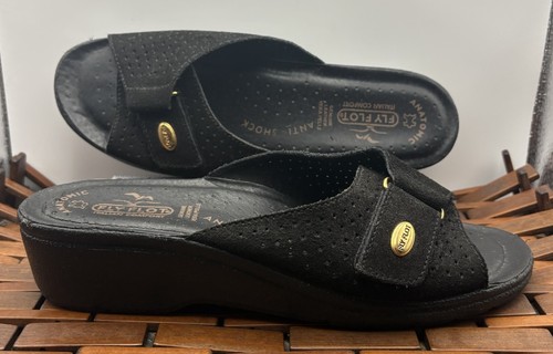 Fly flot black - black, suede