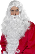 Kit Babbo Natale, Bianco, Con Parrucca E Barba Halloween