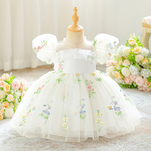 Vestito bambina ricamato fiori