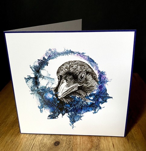 Biglietto auguri corvid - auguri, testa