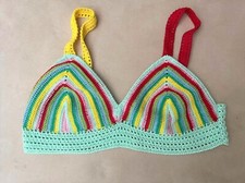 Top crochet uncinetto multicolor cotone righe