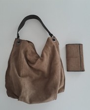 Borsa grande e portafoglio BENETTON sacco PELLE BOVINA usata shoppingbag 