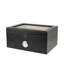 Humidor Supreme Milano Large Cigar Humidor Wood Box, Black -75-100 Cigar Storage