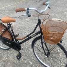 Bicicletta 26″ DONNA Olanda SENZA CAMBIO NERA + CESTO METALLO MARRONE