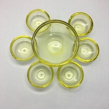 SET RARO E COMPLETO SERVIZIO MACEDONIA ANNI 70 CRISTALLO GIALLO DI ALTO SPESSORE