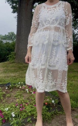 Abito midi boho avorio