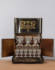 Cave à liqueur Napoléon III Boulle , en bois noirci et décoré