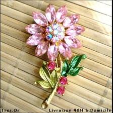 Broche fleur multi strass - multi,