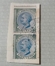 BELLISSIMA COPPIA DI MARCHE DA BOLLO LIRE 20 SU FRAMMENTO TIPO LEONI ANNULLATI