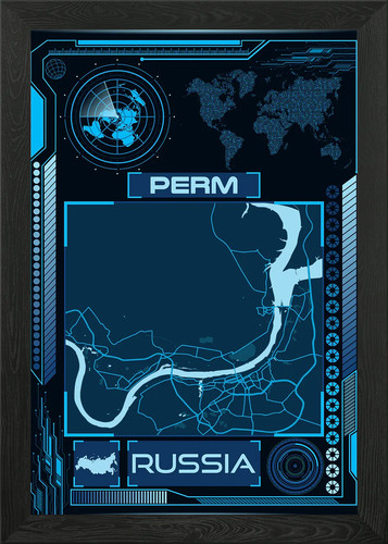 Perm map russia poster arte - poster, da