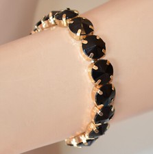 Bracciale nero donna cristalli