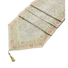 Runner da tavolo etnico in broccato jacquard ricamato floreale lungo nappa to...