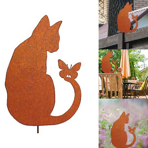 Statua gatto seduto ferro - statua,