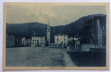 Cartolina Alano di Piave veduta campanile animata Belluno paesaggistica T10