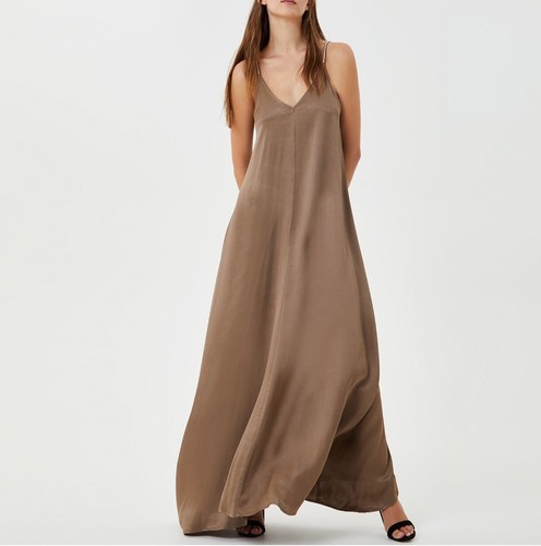 Robe longue fluide satinée - longue,