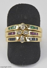 Anello in 750 18 Kt. Oro con diamante brillante rubino zaffiro smeraldo zaffiro 58 