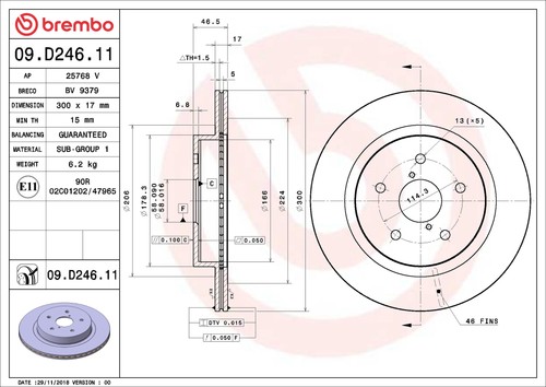 Brembo d246 discofreno - 09.d246.11,