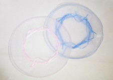 FAZZOLETTO CON TIRANTE ROSA O CELESTE BORDATO ORGANZA BOMBONIERE FAI DA TE