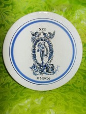 VECCHIO PIATTO DA PARETE FIRMATO PIT SERIE TAROCCHI IL MONDO CERAMICA BASSANO