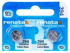 2 x Renata 394 Pila Batteria Orologio Mercury Free Silver Oxide SR936SW 1.55V