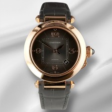 Orologio automatico uomo Cartier Pasha 41 mm oro rosa 18 carati quadrante grigio scuro 4438