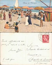 VIAREGGIO BELLA ED ANIMATA SPIAGGIA CON COSTUMI E TENDAGGI D'EPOCA R@R@ -N.49964