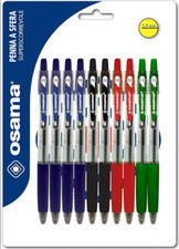 Osama OBG penne a sfera a scatto scorrevole e precisa - Colori Blu, Nero, Rosso 